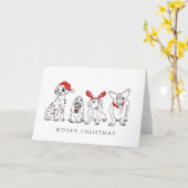 Kersthond Puns Santa Dogs Woofy Kerstmis Kaart (Gele Bloem)