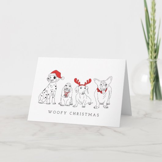 Kersthond Puns Santa Dogs Woofy Kerstmis Kaart (Voorkant)
