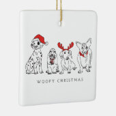 Kersthond Puns Santa Dogs Woofy Kerstmis Keramisch Ornament (Rechts)
