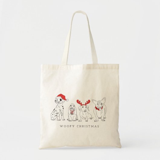 Kersthond Puns Santa Dogs Woofy Kerstmis Tote Bag (Voorkant)