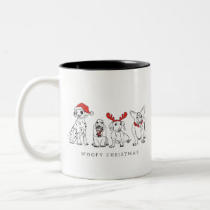 Kersthond Puns Santa Dogs Woofy Kerstmis Tweekleurige Koffiemok
