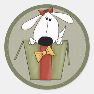 kersthond ronde sticker