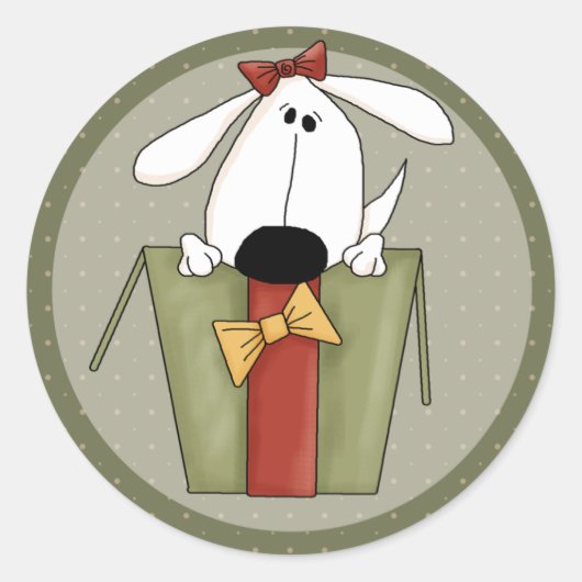 kersthond ronde sticker (Voorkant)