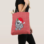 Kersthond Rood Geruite Boodschappentas Tote Bag (Dichtbij)