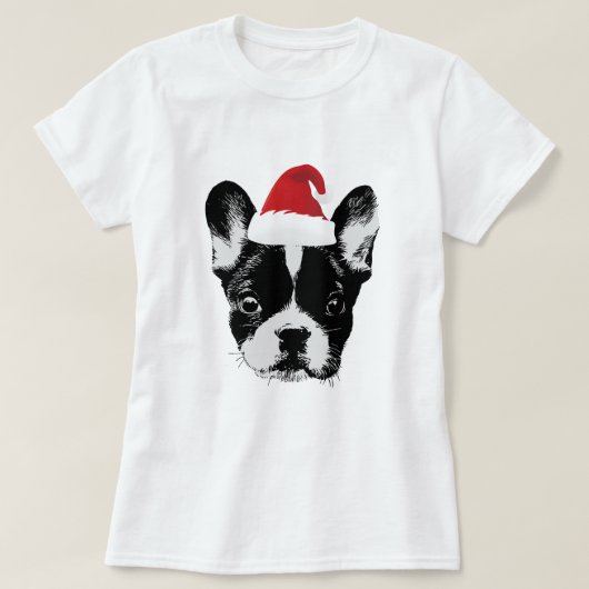 Kersthond Santa Frenchie T-shirt (Design voorkant)