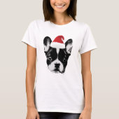 Kersthond Santa Frenchie T-shirt (Voorkant)