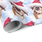  kersthond Santa Hat FOTO Vakantie Cadeaupapier (Rol Hoek)