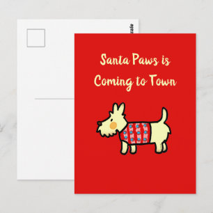 Kersthond Santa Paws Festieve Puppy Briefkaart