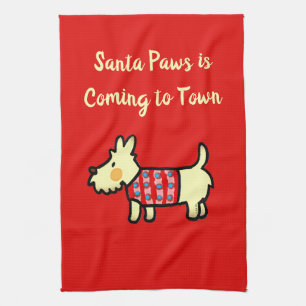 Kersthond Santa Pootjes Festieve Puppy Theedoek