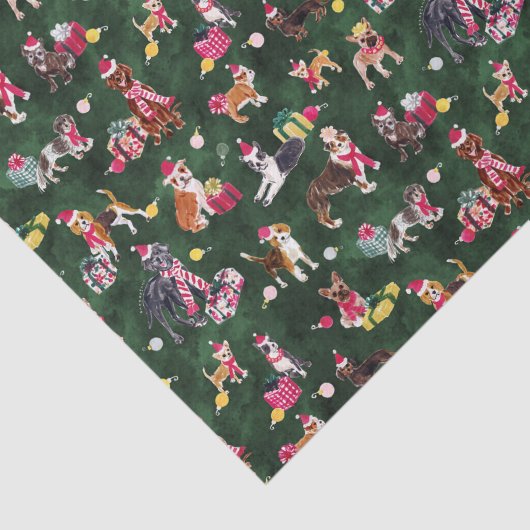 KERSTHOND SCHATTIGHEID SMARAGD TISSUEPAPIER (Detail)