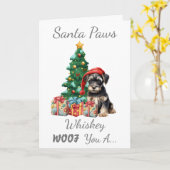  kersthond Schnauzer Kaart (Gele Bloem)