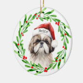 Kersthond Shih Tzu Santa Feestdagen Pet Keramisch Ornament (Links)