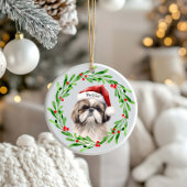 Kersthond Shih Tzu Santa Feestdagen Pet Keramisch Ornament