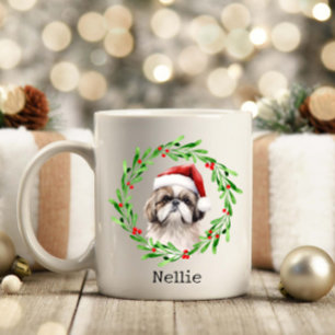 Kersthond Shih Tzu Santa Feestdagen Pet Koffiemok