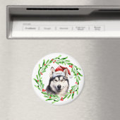 Kersthond Siberische Husky Santa Hat Vakantie Magneet (Insitu (Vaatwasser))