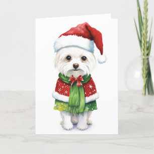 Kersthond, Sinterklaashond Moppige Puppy BLANK  Fe Feestdagen Kaart