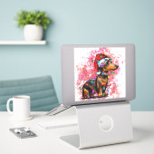 kersthond sticker (Laptop op bureau)