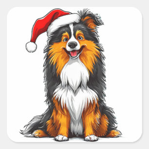 Kersthond Sticker Kerstmuts Cadeau Pret