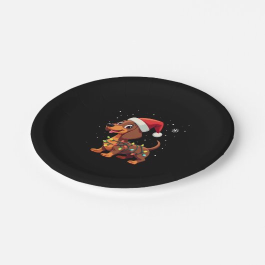 Kersthond Teckel Santa Xmas Wiener 3 Papieren Bordje (Gekanteld)