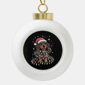Kersthond Teckel Santa Xmas Wiener Keramische Bal Ornament (Voorkant)
