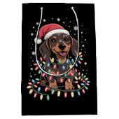 Kersthond Teckel Santa Xmas Wiener Medium Cadeauzakje (Voorkant)