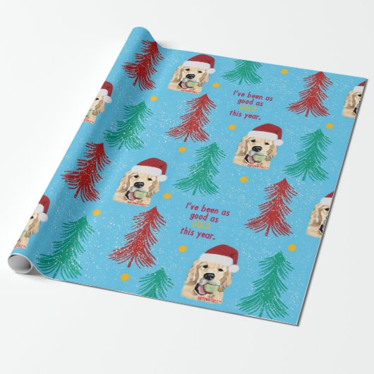 Kersthond Thema Gift Wrap Papier (Uitgerold)