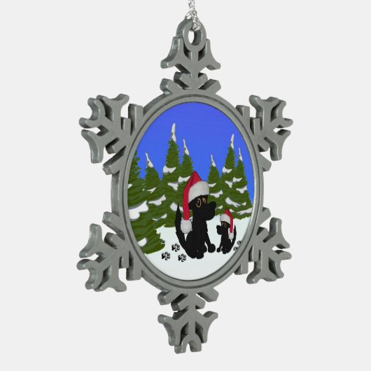 Kersthond Tin Sneeuwvlok Ornament (Links)