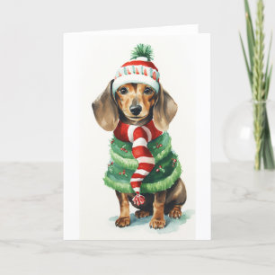 Kersthond, Vakantie Daschund (dachsie) BLANK Feestdagen Kaart