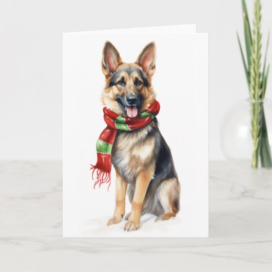 Kersthond, vakantie Duitse herder BLANK Feestdagen Kaart (Voorkant)