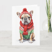 Kersthond, Vakantie Franse Bulldog BLANK Feestdagen Kaart (Voorkant)