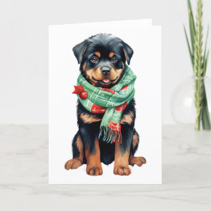 Kersthond, Vakantie Rottweiler Pup BLANK Feestdagen Kaart