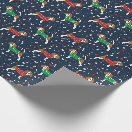kersthond van Beagle Sweater Cadeaupapier (Hoek)