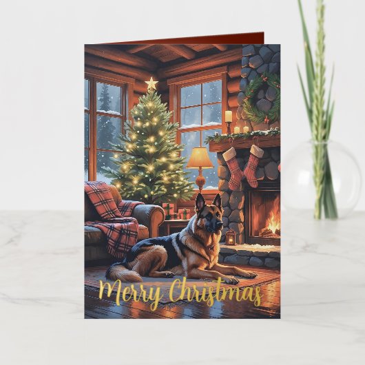 Kersthond Vintage Kerstfeest Folie Wenskaart (Voorkant)