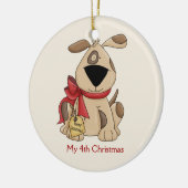 Kersthond voor kinderen keramisch ornament (Links)