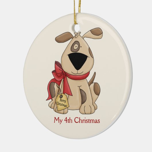 Kersthond voor kinderen keramisch ornament (Links)