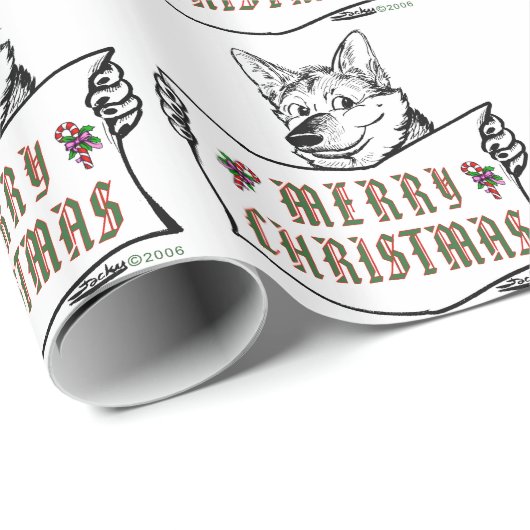 Kersthond: Vrolijk kerstfeest! Cadeaupapier (Rol Hoek)