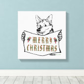 Kersthond: Vrolijk kerstfeest! Canvas Afdruk (Insitu (Houten vloer))