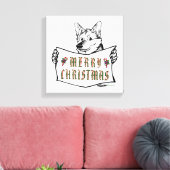 Kersthond: Vrolijk kerstfeest! Canvas Afdruk (Insitu (Woonkamer))