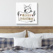 Kersthond: Vrolijk kerstfeest! Canvas Afdruk (Insitu (Slaapkamer))