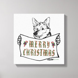 Kersthond: Vrolijk kerstfeest! Canvas Afdruk