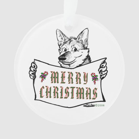Kersthond: Vrolijk kerstfeest! Ornament (voorkant)