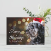 Kersthond wacht op de Kerstman Feestdagenkaart (Staand voorkant)
