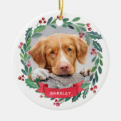Kersthond Waterverf Persoonlijke foto Keramisch Ornament (Voorkant)