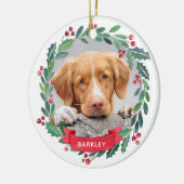 Kersthond Waterverf Persoonlijke foto Keramisch Ornament (Links)