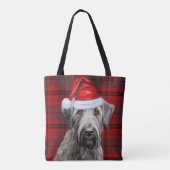 Kersthond Wolfhound Rode Seizoensflanel Tote Bag (Achterkant)
