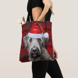 Kersthond Wolfhound Rode Seizoensflanel Tote Bag