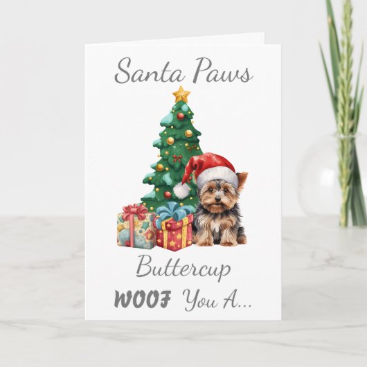  kersthond Yorkshire Terrier Feestdagen Kaart (Voorkant)