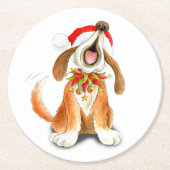 Kersthond zingt onderzetters voor kunstpapier (Voorkant)