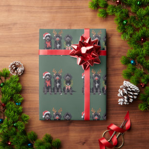 Kersthond Zwart Goldendoodle Doodle Moeder Winter Cadeaupapier