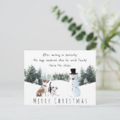 Kersthonden die wachten op een stok van een sneeuw briefkaart (Staand voorkant)